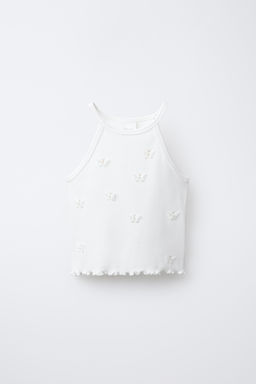 RIBBED BUTTERFLY AND FLOWER T-SHIRT