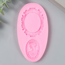 Молд силикононовый «Ажурная рама и кабашон с дамой» 0,9 х 9,2 см