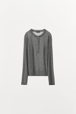 CAMISETA MEZCLA LYOCELL CUELLO PANADERO / Gris
