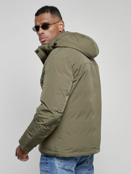 Куртка мужская зимняя с капюшоном спортивная великан цвета хаки 8335Kh - Wonderrman фото 10