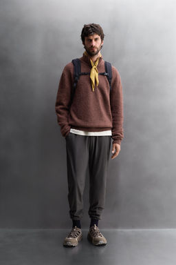 QUARTER-ZIP CONTRAST SWEATER