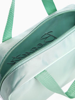 Косметичка - сумочка на молнии с сеткой, с ручками, с вышивкой, зелёная - Simaland фото 3