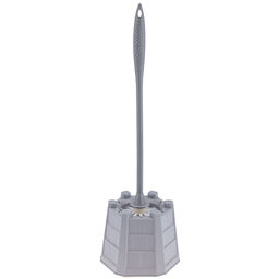 Ерш унитазный пластмассовый со съемной ручкой "Башня" 48см, с подставкой 16х15см h12,5см, серый (Китай)