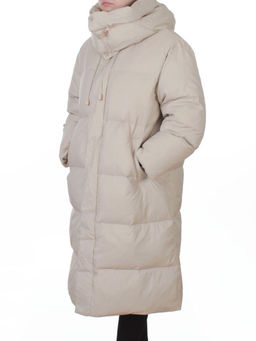 3063 BEIGE Пальто пуховое женское оверсайз (утиный пух) - Fashion фото 5