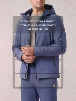 Мужской костюм из софтшелла с флисом и мембраной утепленный синего цвета 09613S