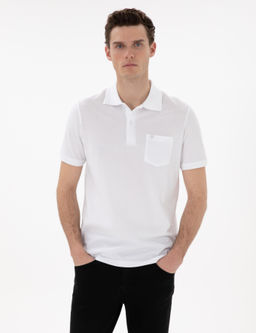 Beyaz Regular Fit %100 Pamuk Polo Yaka Basic Ti__rt