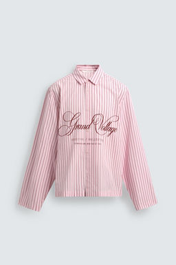 CAMISA RELAXED FIT CUADROS TEXTO / Rosa - Zara фото 7
