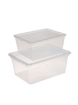 Ящики пластиковые для хранения, с крышкой, набор 2 шт.: 10 л, 16 л, прозрачно-матовый - Соломон фото 2