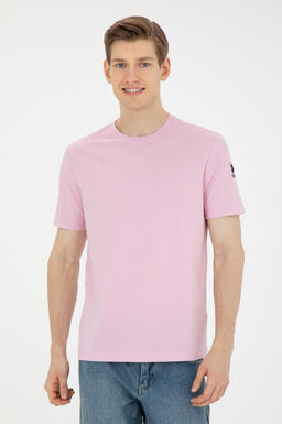 Erkek Regular Fit Bisiklet Yaka Pembe Basic Ti__rt
