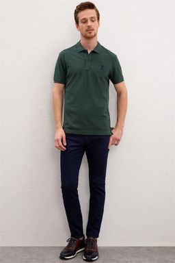 U. S. Polo Assn / Мужская темно-зеленая базовая футболка с воротником-поло - U.s. polo assn фото 4