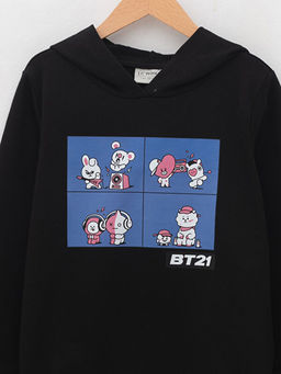 Kap??onlu BT21 Bask?l? Uzun Kollu K?z ?ocuk Sweatshirt - Waikiki фото 3
