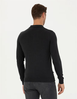 A__k Gri Melanj Slim Fit D__meli Polo Yaka Triko Kazak