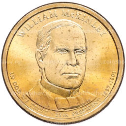 Монета 1 доллар 2013 года (D) США 25-й президент США Уильям Мак-Кинли