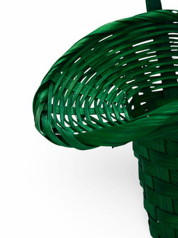 Корзина плетёная для хранения «Шляпа», 21×18×14 см, ручка h=15 см, бамбуковая, зелёная, Greengo