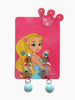 Серьги-клипсы детские «Выбражулька» снежинка на цепочке с кругом кристалл, голубо-радужные