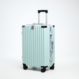 Чемодан средний 24, отдел на молнии, 2 кодовых замка, 4 колеса, крючок, цвет голубой