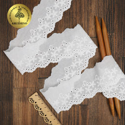 Кружево шитье хлопок KRUZHEVO арт.TBY.0376 шир.50мм цв.01 белый, уп.13,71м