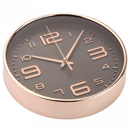Часы настенные Элизиум д19,4см, h4см, мягкий ход, циферблат коричневый; цифры арабские, розовое золото; корпус пластик, розовое золото; в коробке (Китай) - Домашняя мода фото 3