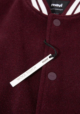 M Bask?l? Bordo Bomber Ceket - Mavi фото 8