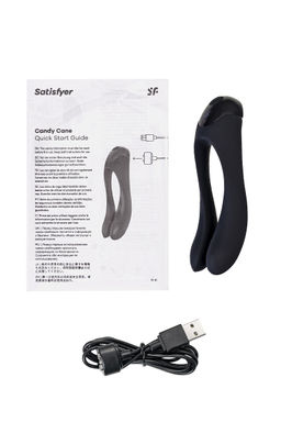 Многофункциональный стимулятор для пар Satisfyer Partner Candy Cane, силикон, чёрный