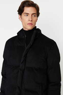 Siyah Regular Fit Dik Yaka Fitilli Kadife _i_me K__l_k Mont TMNAW22MO0182 - Trendyolmilla фото 2