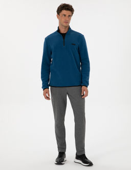 A__k Lacivert Regular Fit Yar_m Fermuarl_ Polar Sweatshirt