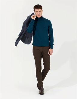 Kahverengi Slim Fit Kanvas Pantolon