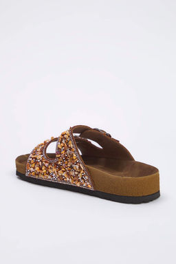 Trendyolmilla Shoes Kahverengi Boncuklu Cift Bantl? Kad?n Terlik TAKSS25TE00039  фото 4