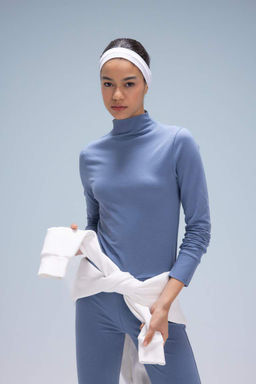 DeFactoFit Футболка узкого кроя с высоким воротником и длинными рукавами