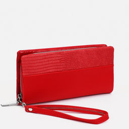 Кошелёк на молнии, цвет красный