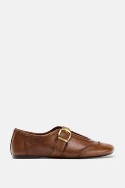 LEATHER BROGUE BALLERINAS - Zara фото 2