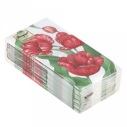 Салфетки бумажные "Bouquet Original de Luxe" 33х33см, 2-х слойные, 20 штук в упаковке, 100% целлюлоза, "Красные тюльпаны" (Россия)