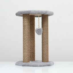 Когтеточка Ротонда с игрушкой, джут 35 х 35 х 50 см, серая - Пижон фото 10