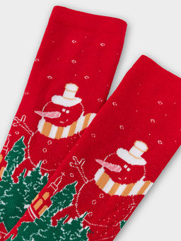 Цена за 5 пар! Теплые Носки женские красные с зимним узором - Mark formelle фото 6