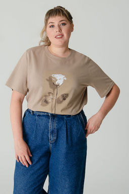 Арт. 31137 Футболка женская оверсайз 50-58 (5 шт) Цвет:бежевый - Калинка фото 8