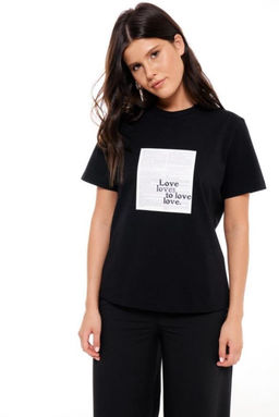 Хлопковая футболка Dolores с принтом Newspapper (Цвет: Черный Love to Love) - Morozov Amavie фото 10