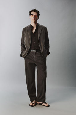 WASHED-EFFECT SUIT TROUSERS