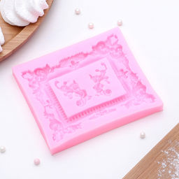 Молд для заливки «Рамка, лепнина», силикон, 9,5×11,5 см, розовый