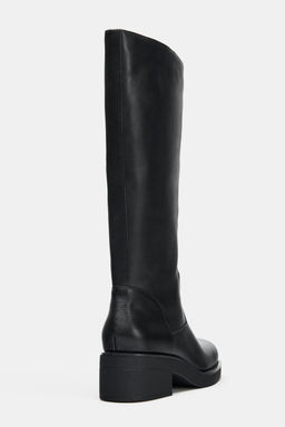 FLAT LEATHER WATER-REPELLENT KNEE-HIGH BOOTS - Zara фото 5