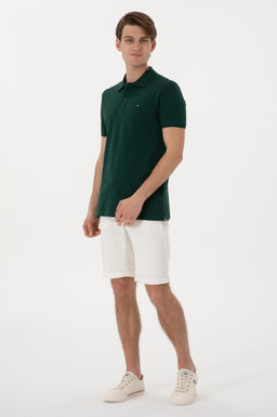 Erkek Slim Fit Polo Yaka Koyu Ye_il Basic Ti__rt - U.s. polo assn фото 4