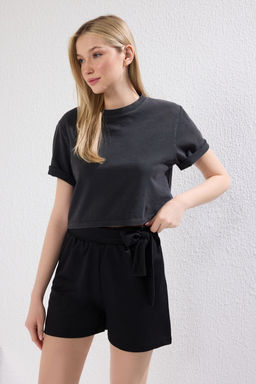 TRENDYOLMILLA Siyah Baglama Kemer Detayl? Orme Sort TWOSS25SR00053 фото 3