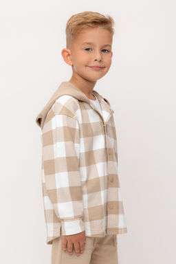 КР 302681-1/темно-бежевый,клетка виши к534 рубашка