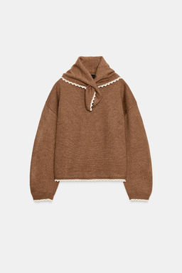KNIT JUMPER WITH BANDANA AND LACE TRIM - Zara фото 6
