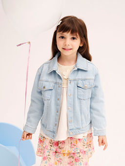 G?mlek Yaka Basic K?z ?ocuk Jean Ceket