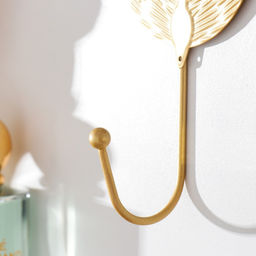 Крючок декоративный "Лист шелковицы" золотой 19х8 см