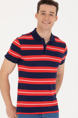 U. S. Polo Assn Мужская темно-синяя футболка с воротником-поло - U.s. polo assn фото 3