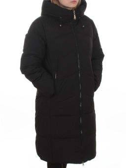 2365 BLACK Пальто зимнее женское (200 гр. холлофайбер)