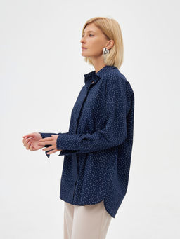 Блузка женская дл. рук. KATHARINA KROSS KK-B-007T-синий.принт  фото 6