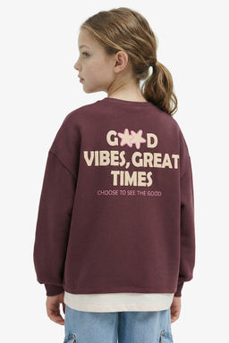Overshirt Fit S_rt Bask_l_ __i Yumu_ak T_yl_ Sweatshirt K_z _ocuk