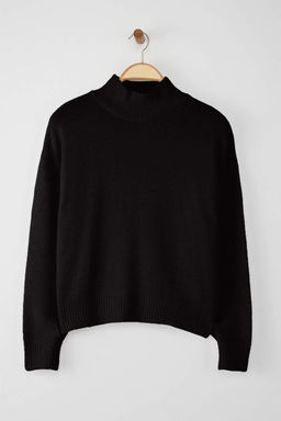 Wardrobe Essentials Siyah Alpaka Yun Kar?s?ml? Premium Iplik Genis Kal?p Triko Kazak|TWOAW26KZ00079